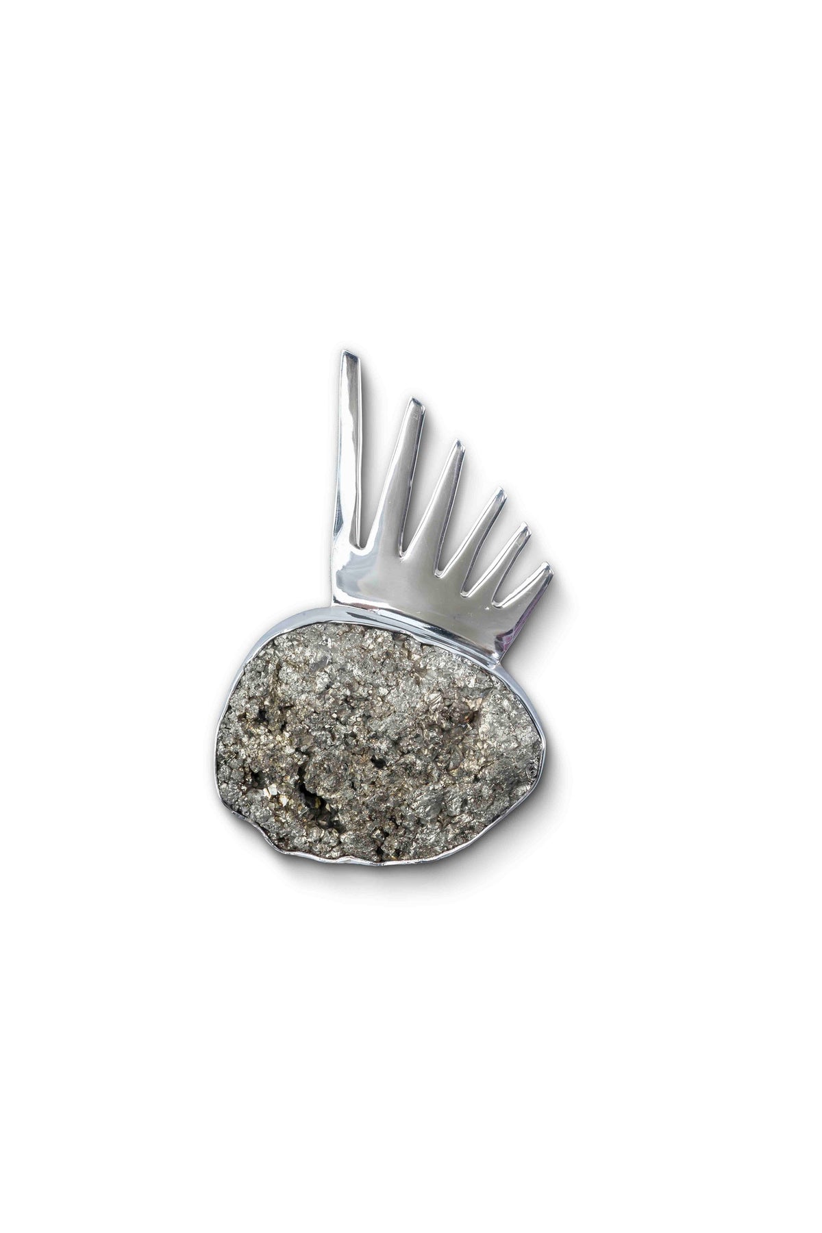 Sol ShimSham Pin in Sterling Silver & Pyrite