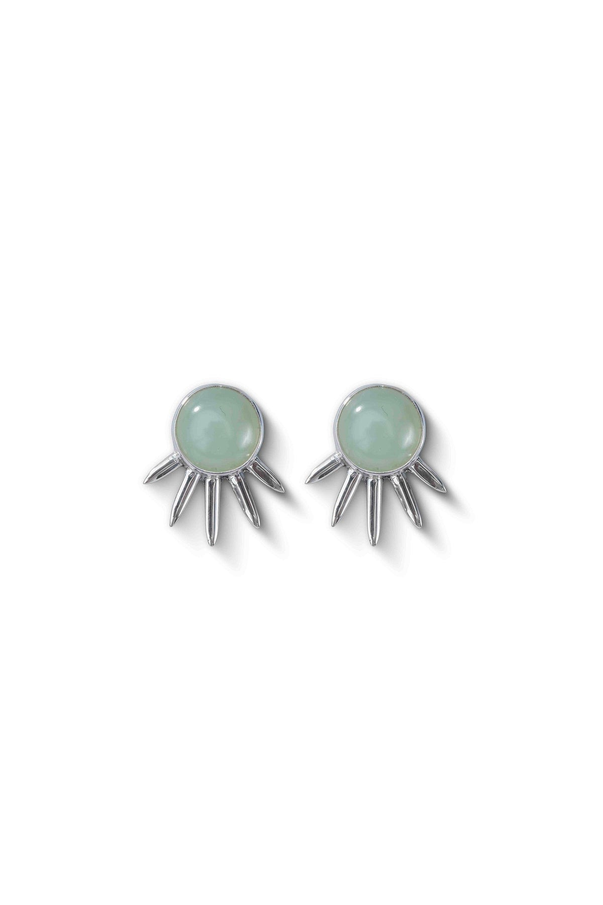 Jade jewelry in sterling silver — Sol Pequeño Earrings, handmade in Taxco, Mexico
