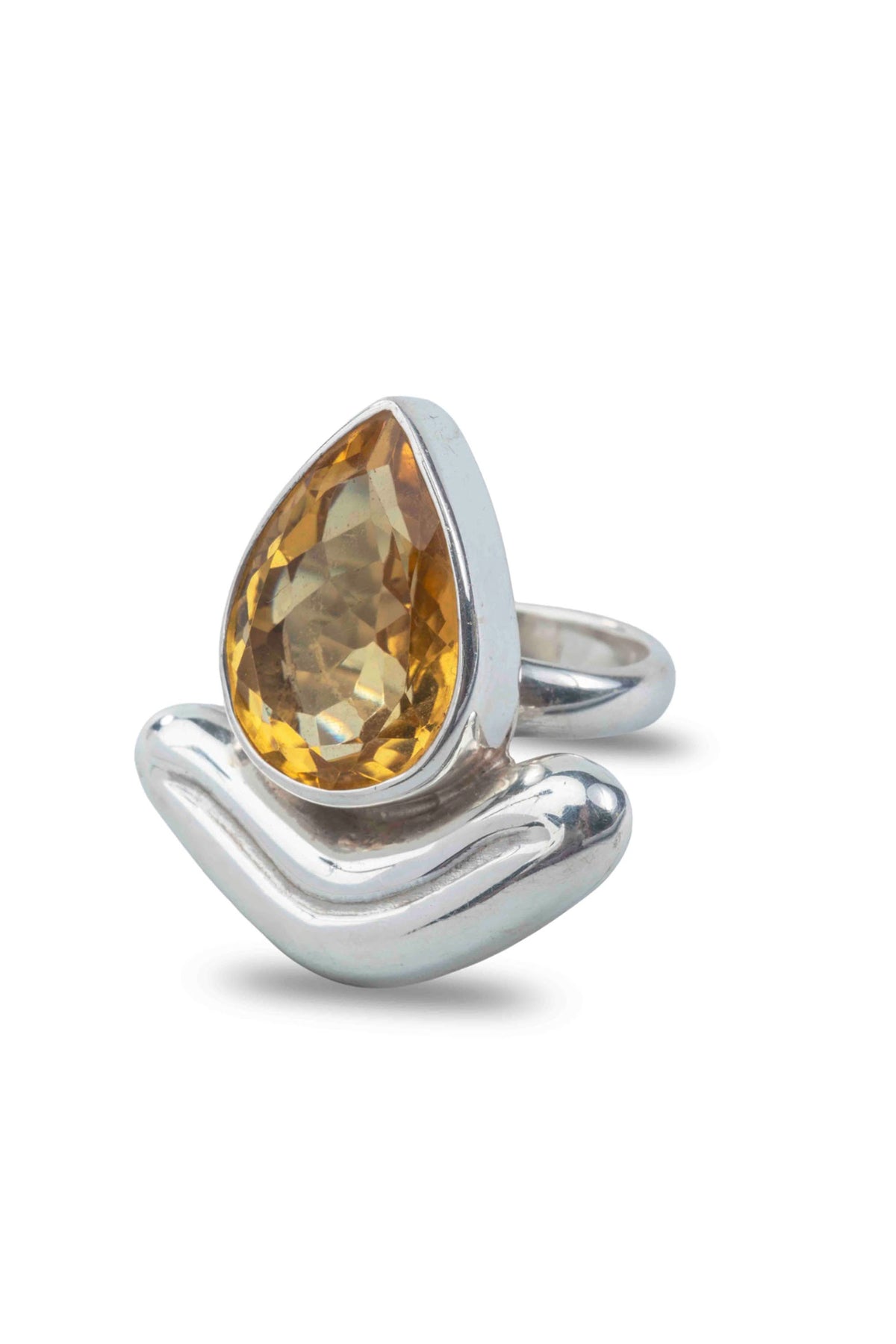 Lengua Drop Ring in Sterling Silver & Citrine