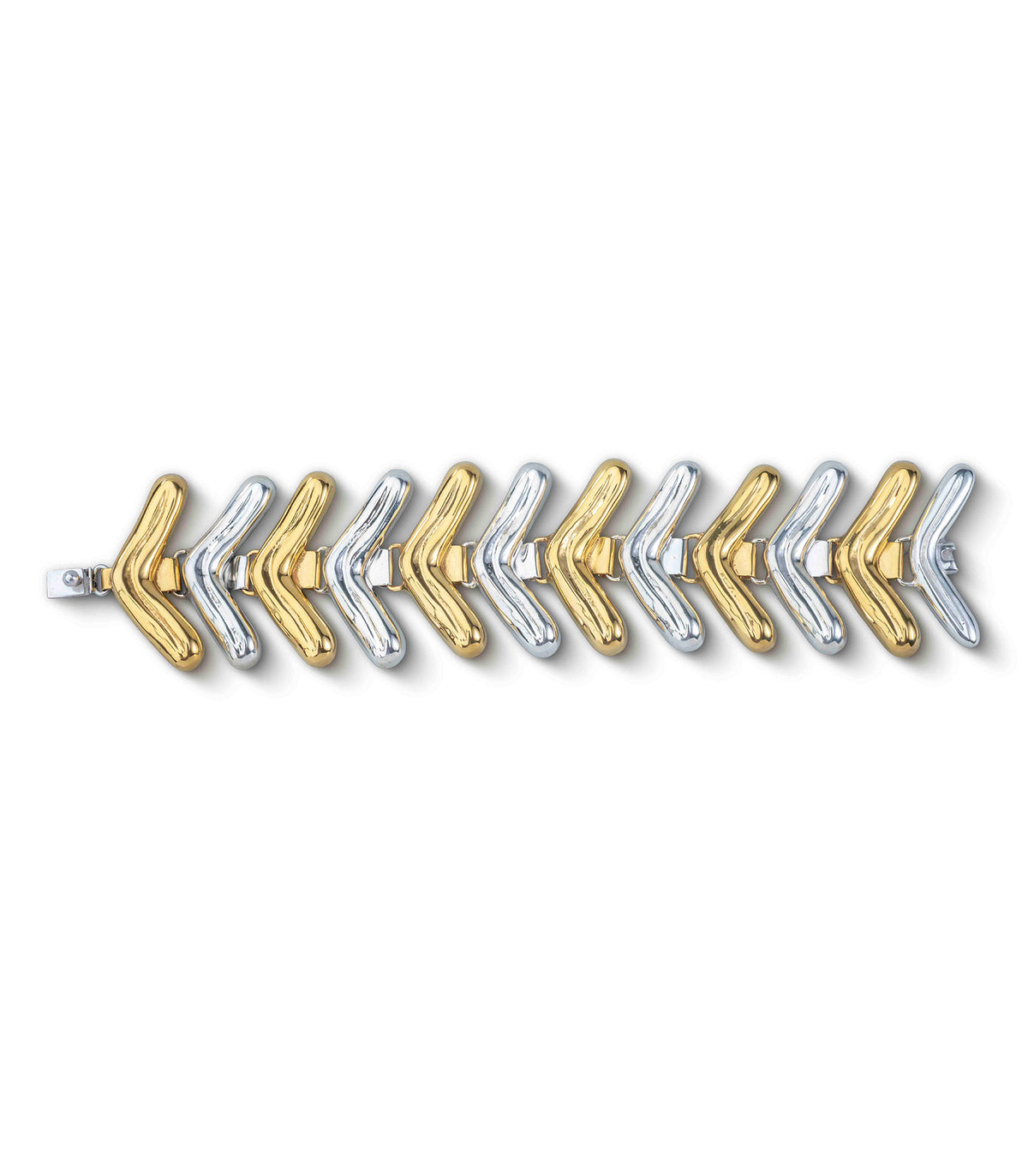 Lengua Bracelet in sterling silver and 24k gold vermeil, front view — handmade in Taxco, Mexico