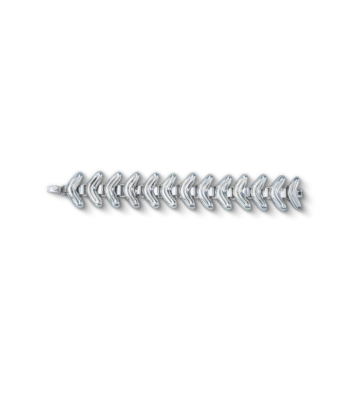 Lenguita Bracelet in sterling silver, front view — hollow-formed cartoneado, handmade in Taxco, Mexico