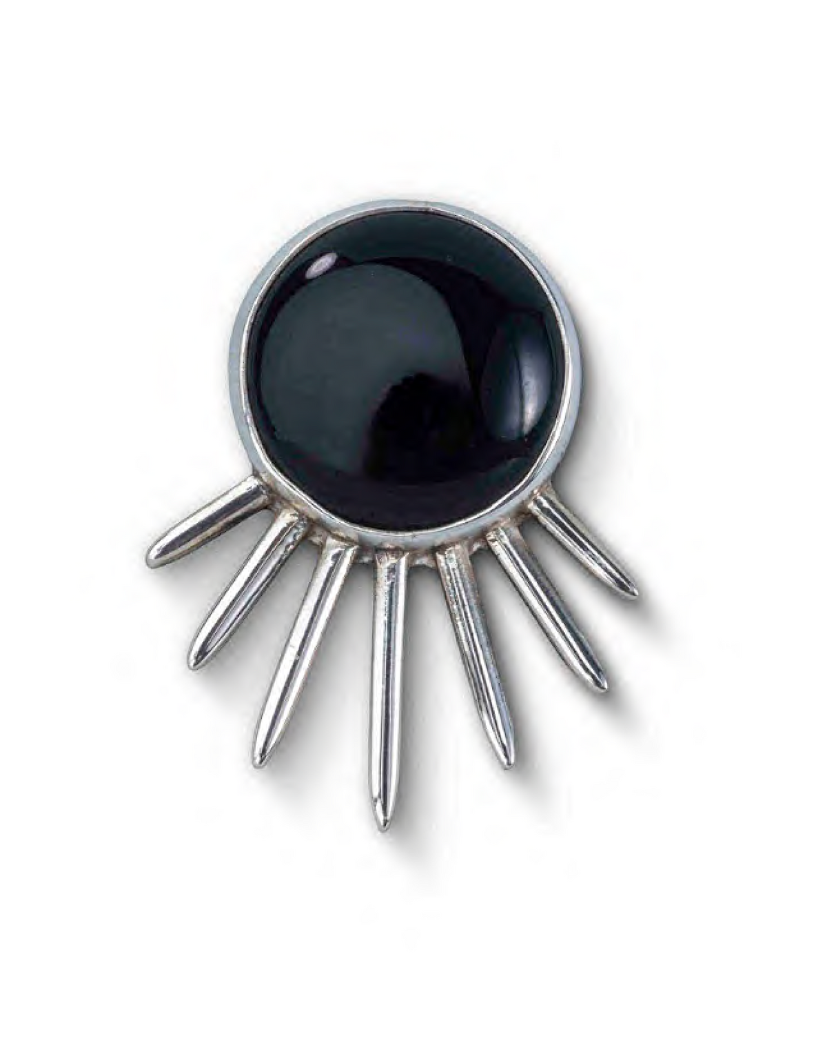 Sol Scarf Ring in sterling silver with black onyx, front view — handmade in Taxco, Mexico #Gemstone Type_Onyx